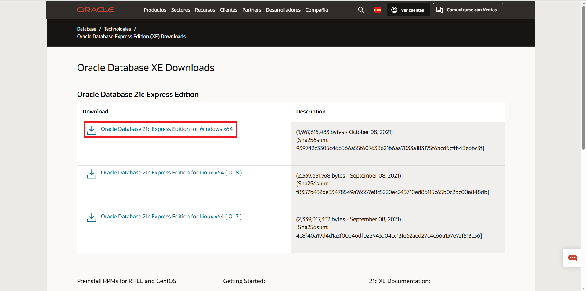 Descargar versión XE